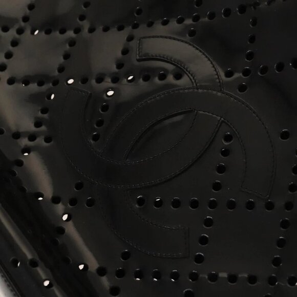 CHANEL COCO Mark Chain Tote Bag Patent leather Black Gold CC - Picture 13 of 16